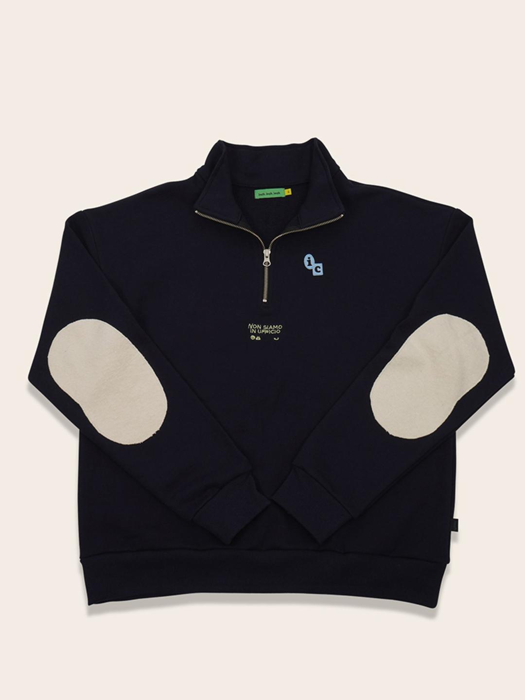 ic LOGO Half Zip-Up Sweatshirts - Navy