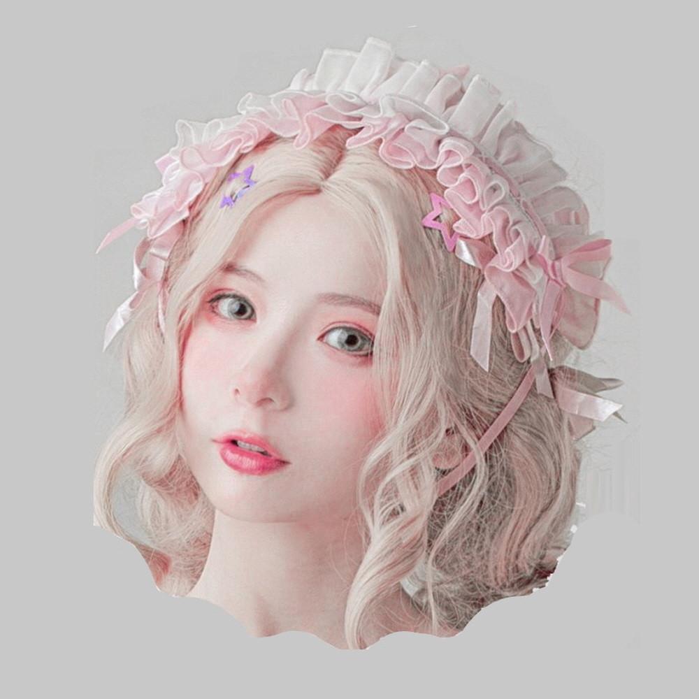 빅 프릴 레이스 머리띠 헤어장식 로리타 컨셉 코스프레