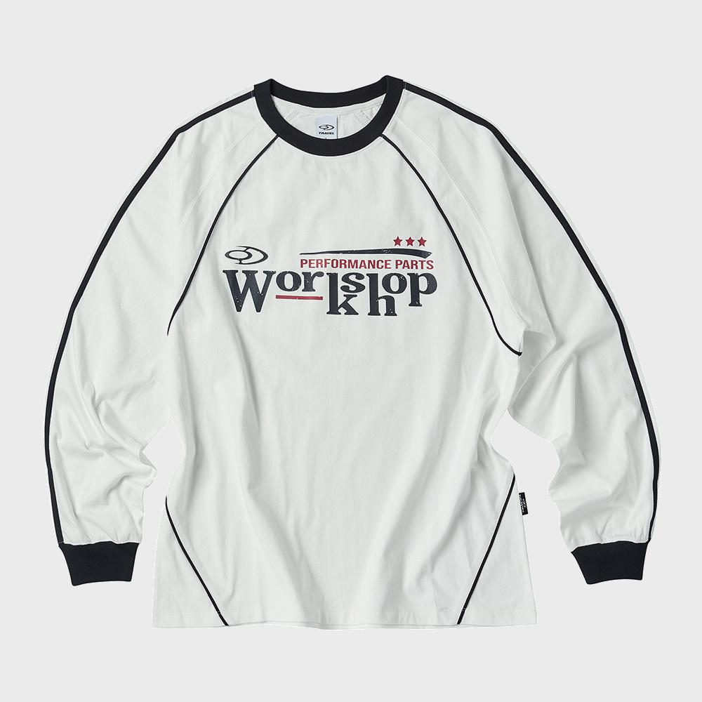 워크샵 유니폼 라인 래글런 롱 슬리브 화이트