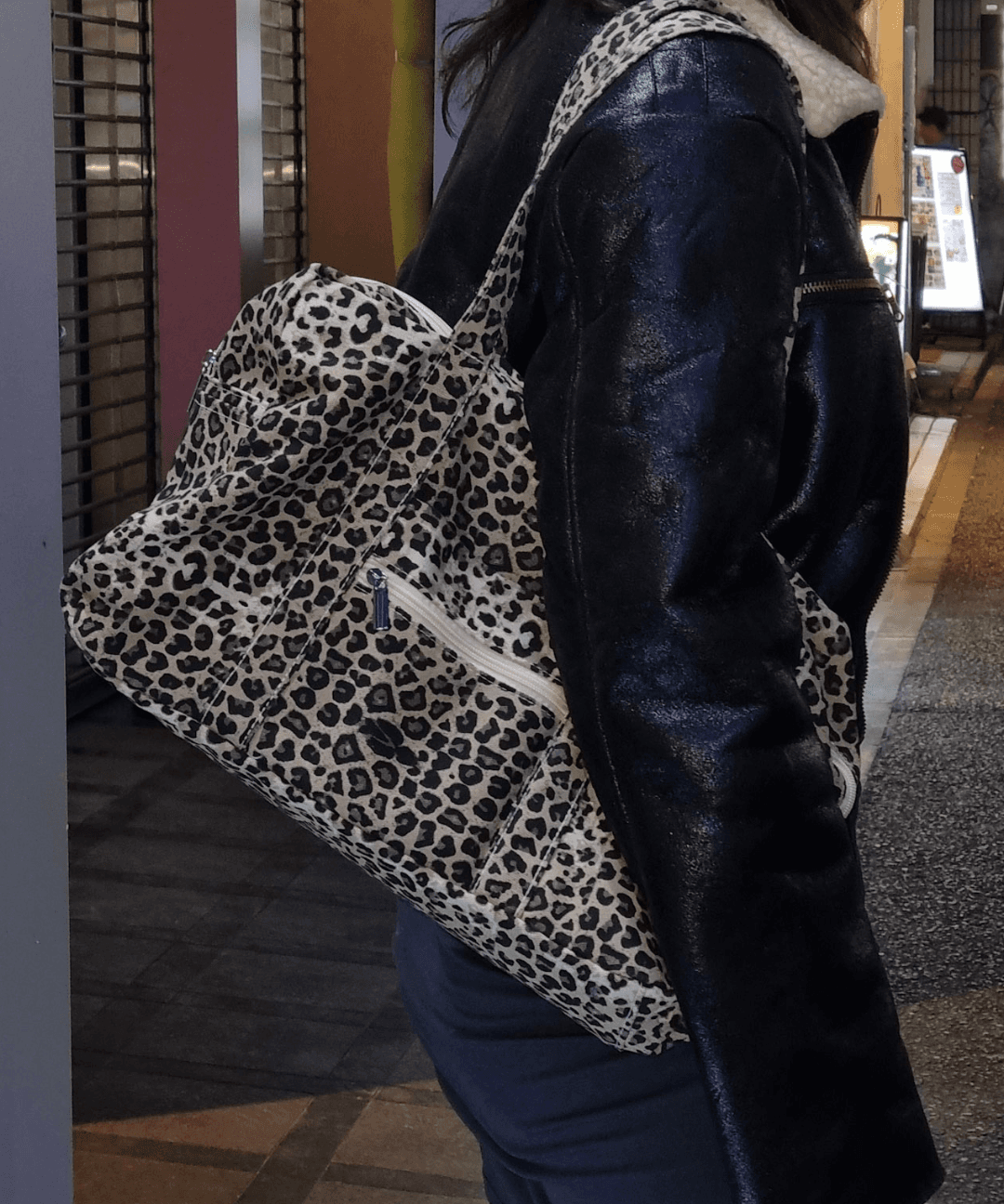 뮤즈모브 [호피보스턴빅백🖤] 보부상가방 호피 레오파드 사이드 포켓 보스턴 숄더백 보스턴 빅백 [여행가방/보부상/많이들어가는/호피가방]