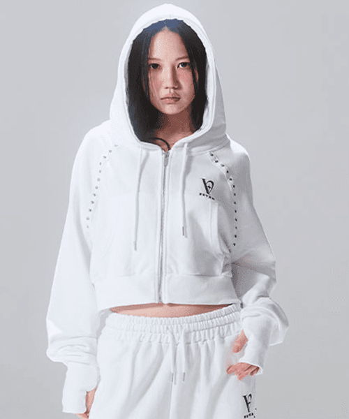 24 스터드 후드집업 화이트 (논기모)