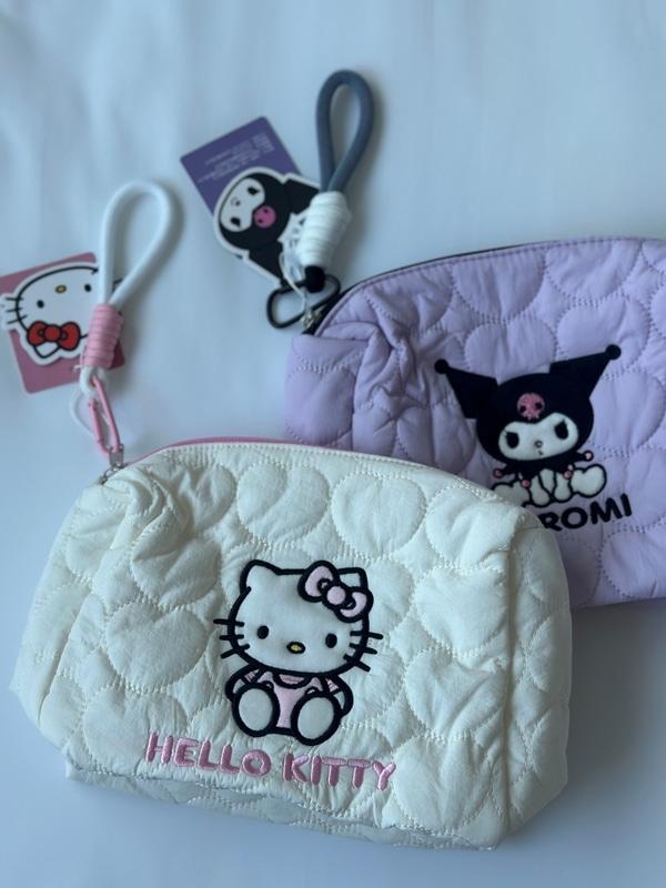 ohoho 헬로키티 쿠로미 하트 누빔 파우치 스트랩 미니가방 2color