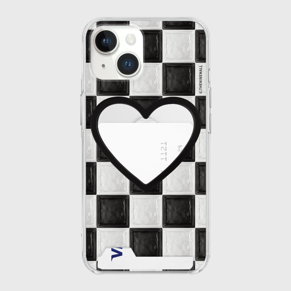 glass checkerboard frame [투명 카드수납 케이스] 하드 아이폰14 프로 맥스