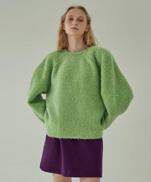 furry wool knit_pea green