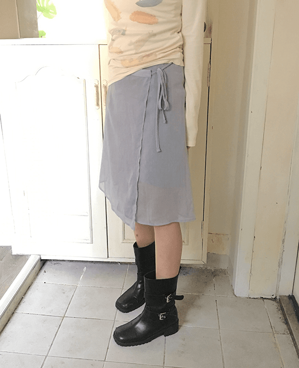 포포리 swan wrap skirt (3color)