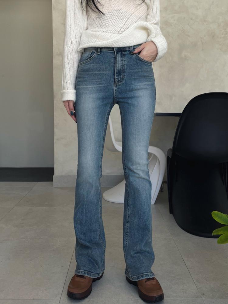 슬린 히든밴딩 중청 캣브러쉬 부츠컷 데님