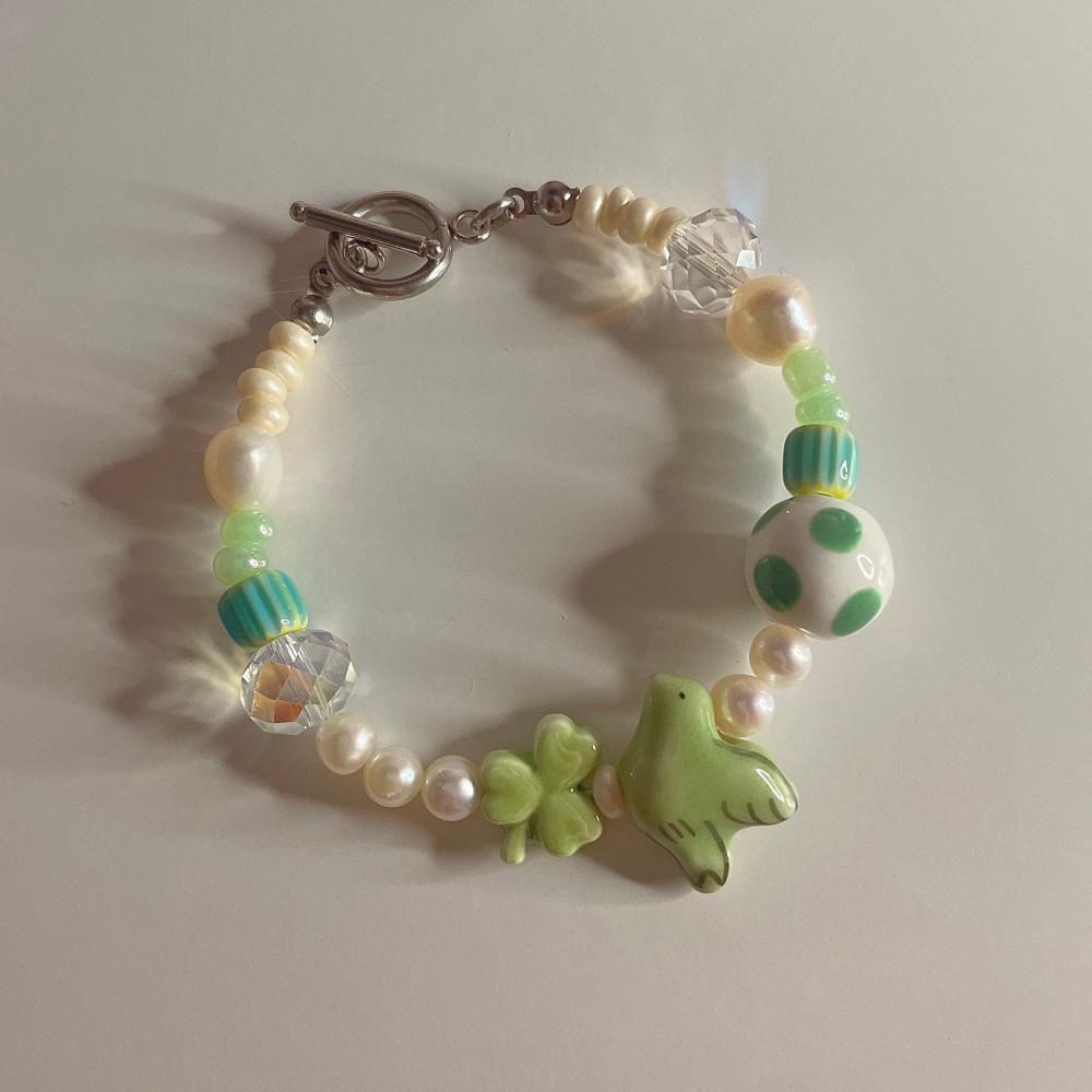 [빠른제작]곰뽁이네 자체제작 행복 버드 담수진주 팔찌