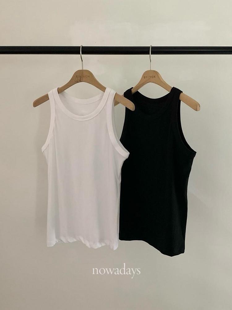 아이 당일 / BR 리엘 나시 썸머 코튼 라운드 데일리 민소매 티셔츠 (2col)