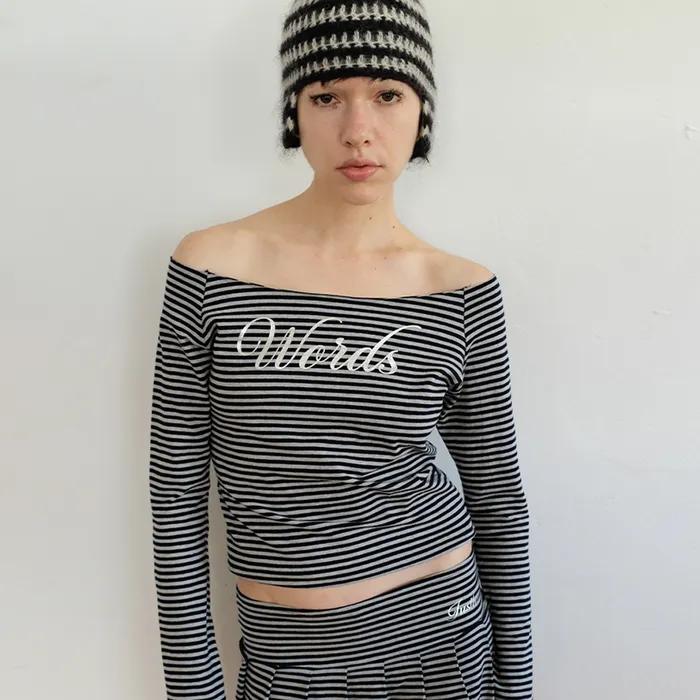 OFF-SHOULDER TEE, STRIPE