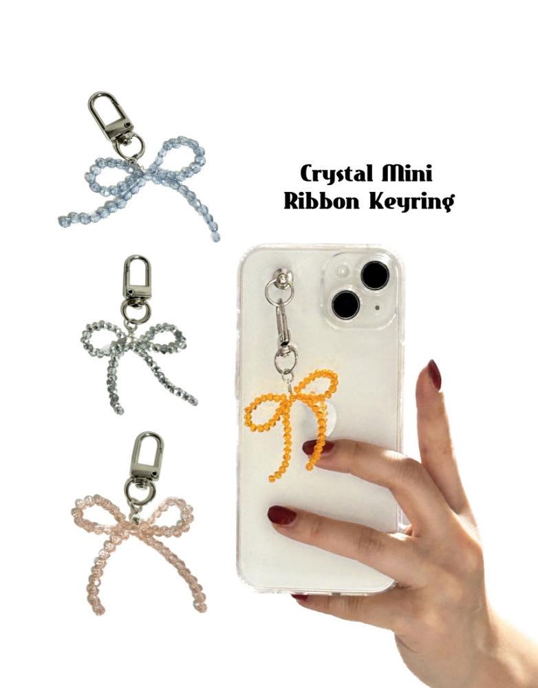[핸드메이드 미니 크리스탈 리본 비즈 키링] 에어팟 자동차 가방 키링 백참