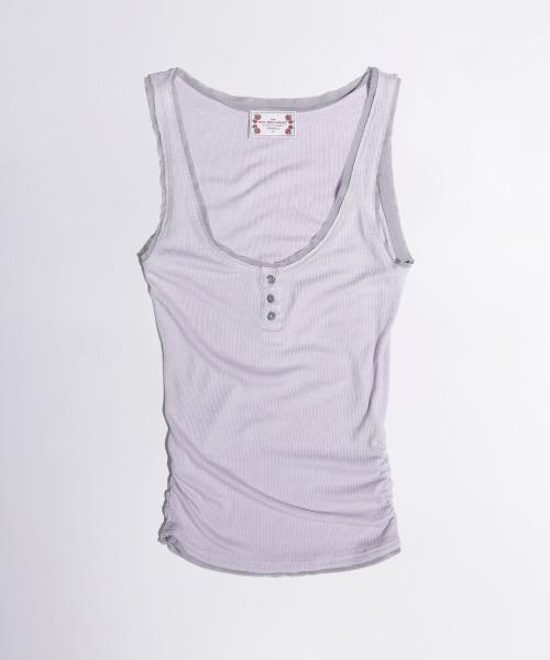 Button Mesh Trim Top Lavender