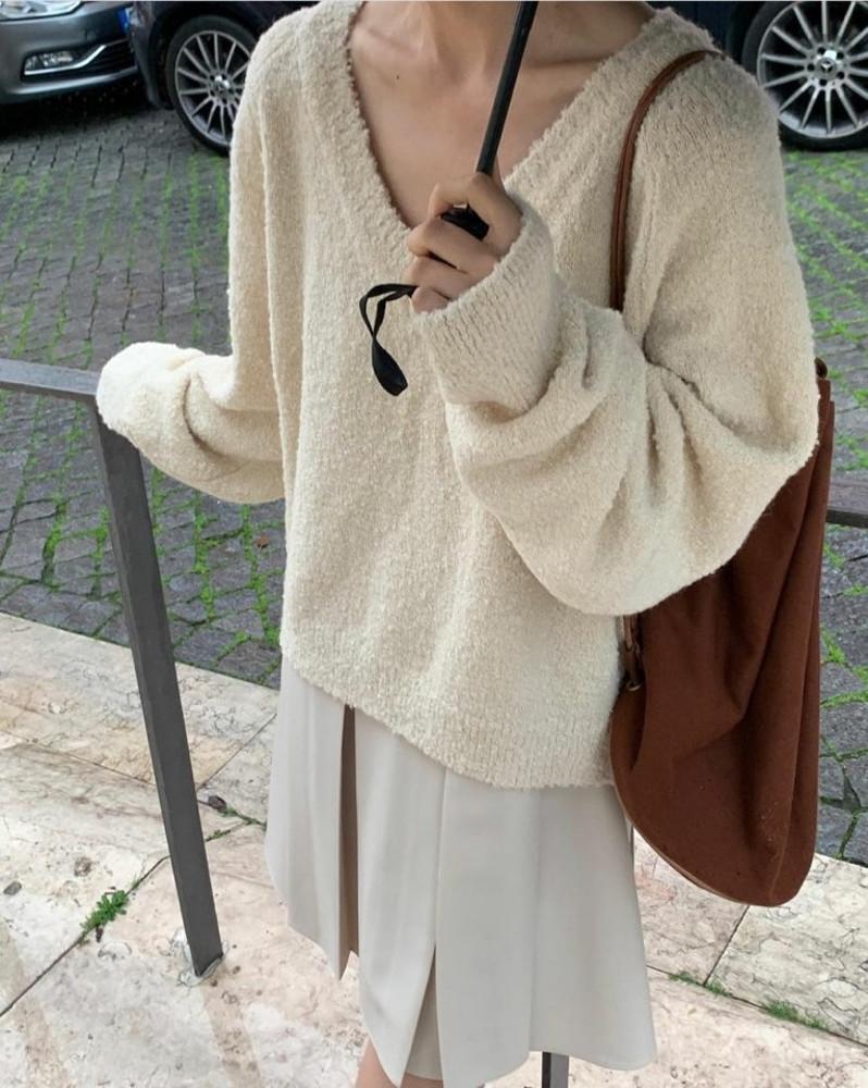 (당일) 부클니트 오버테이크 루즈핏 브이넥 니트