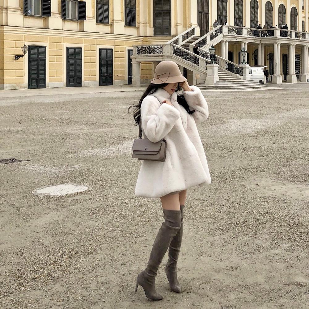 밍크 페이크퍼 훌코트