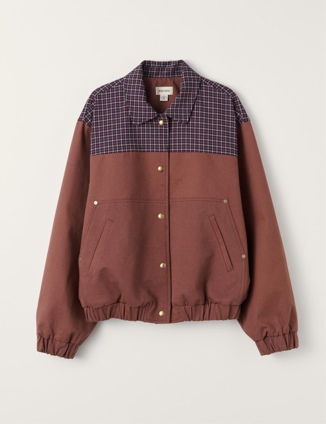 Brun Checked Bomber Jacket (Red Brown)