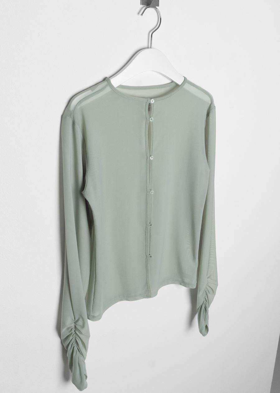 WRINKLE MESH CARDIGAN OLIVE KHAKI