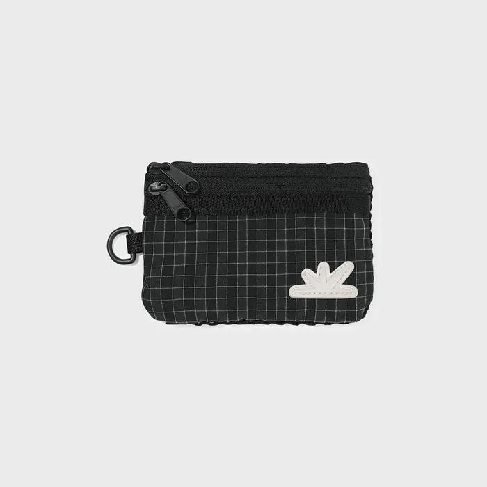 Zip Card Pouch Black Grid