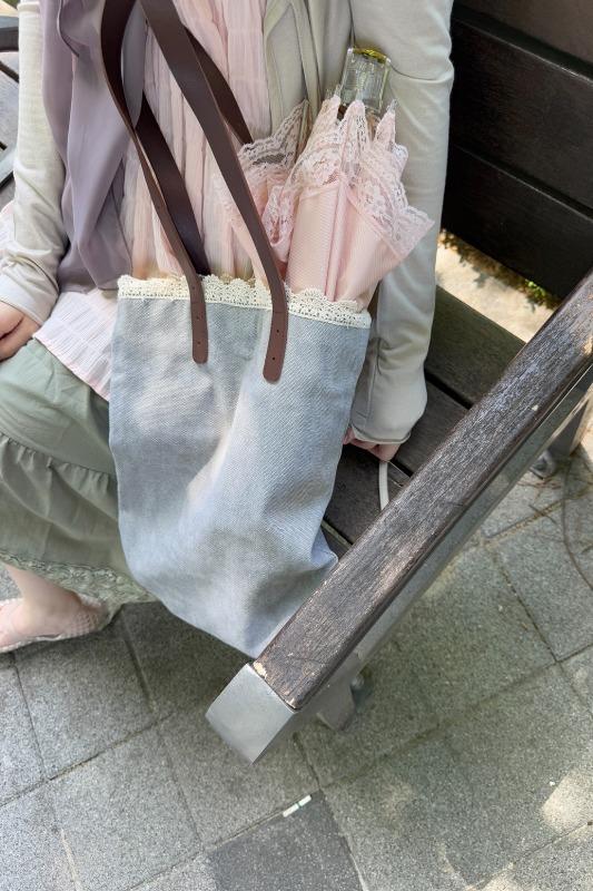 diary lace canvas bag (3color)