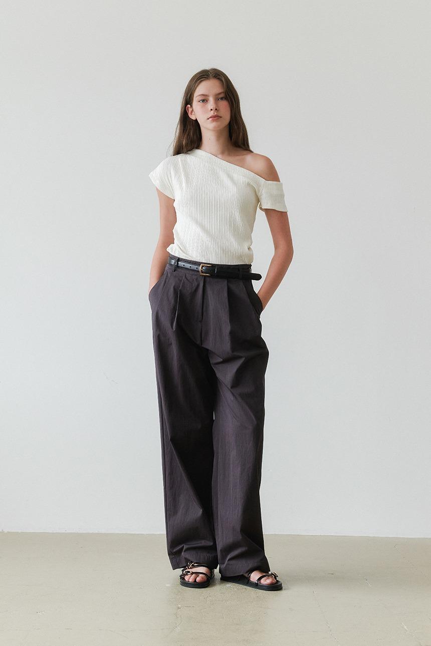 One shoulder unbalance T-shirt_White