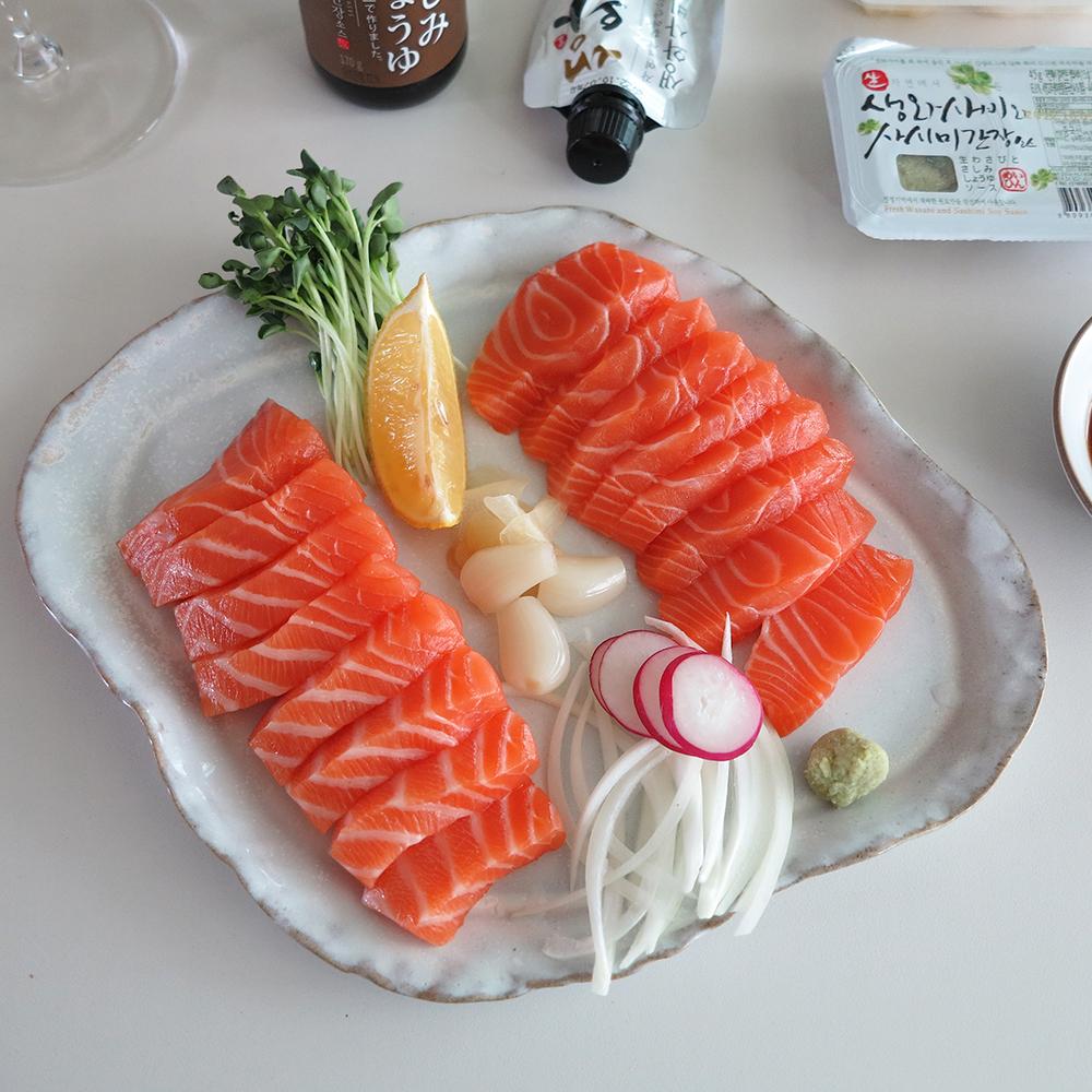 [2월2일배송완료] HACCP 호텔납품용 노르웨이 최상급 생연어 딥스킨 등뱃살500g, 꼬리400g 직수입