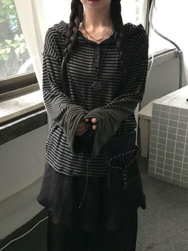 (2color)오레오 스트라이프 버튼 후드