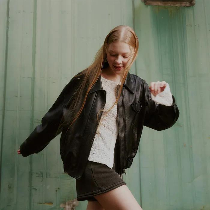 Faux Leather Blouson Jacket VL2AM080_2color