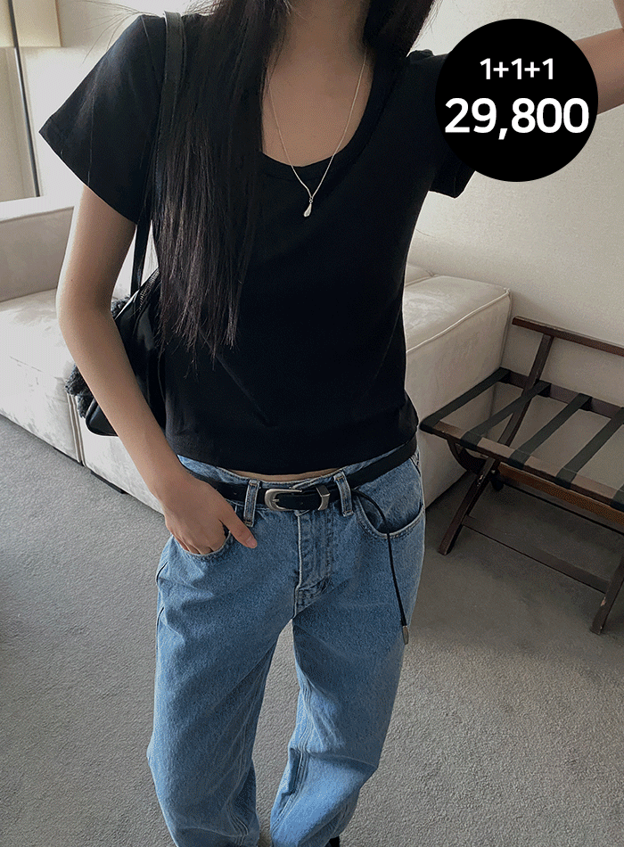 (3장 set)기획 슬림핏 유넥 반팔