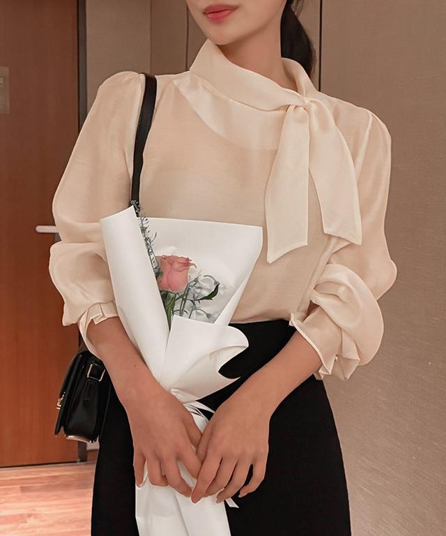 악녀일기 [하객룩 BEST PICK!][누적1만장🏆/주문폭주✨][L사이즈추가/하객룩블라우스] 러블 타이 리본 블라우스(F~L)