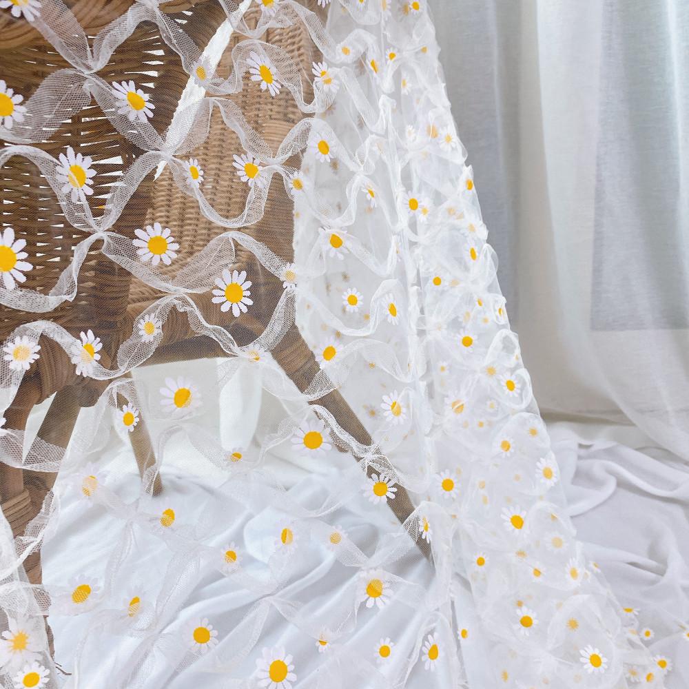 주름 망사 5종 나염 꽃패턴원단 대폭 망사레이스 원단 (HR463)