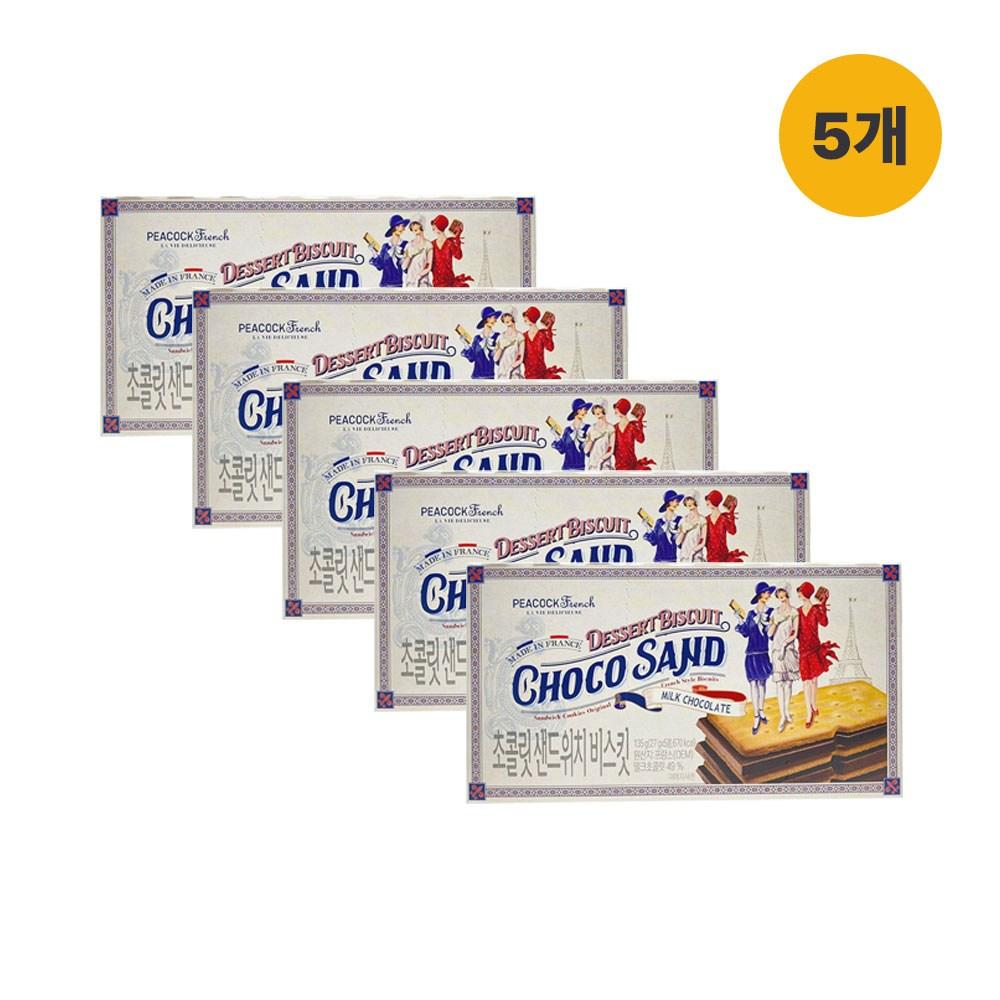 피코크 초콜릿 샌드위치 초코샌드 디저트, 135g, 5개