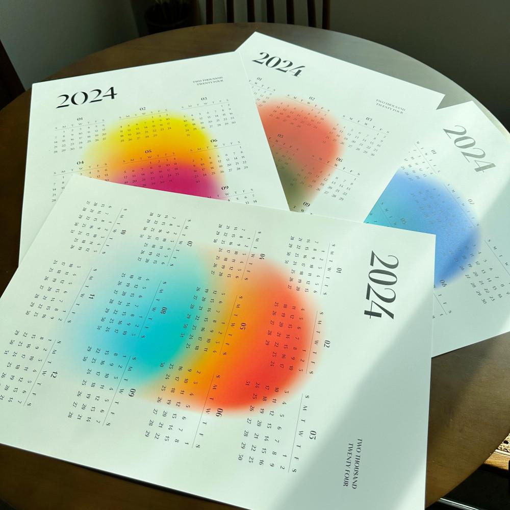 2024년 벽걸이 대형 1년 포스터 한장달력 캘린더 연간계획표 감성 벽달력 인테리어 연력