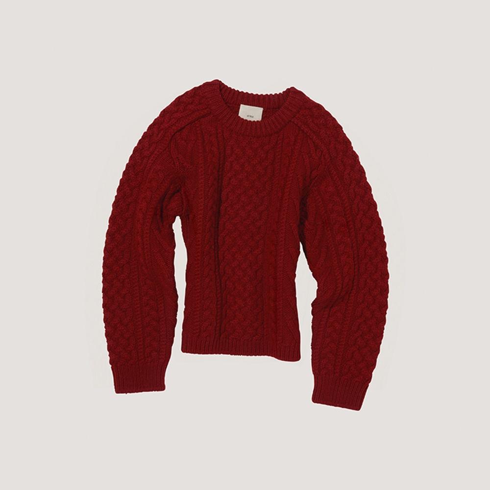 [29CM 단독] Heavey-Guage Cable Knit Sweater (true red)