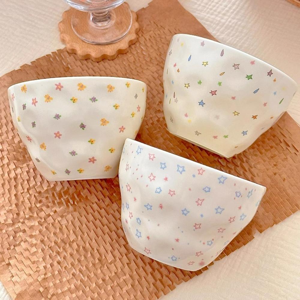 러블리 플라워 패턴 불규칙 세라믹 볼 그릇 공기