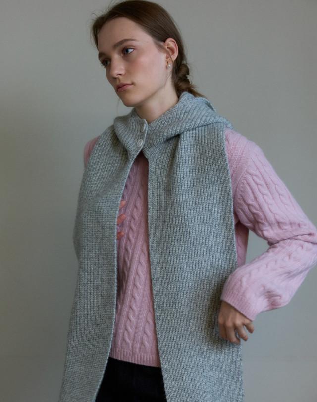 [LF몰단독] Hood Knit Muffler_Grey