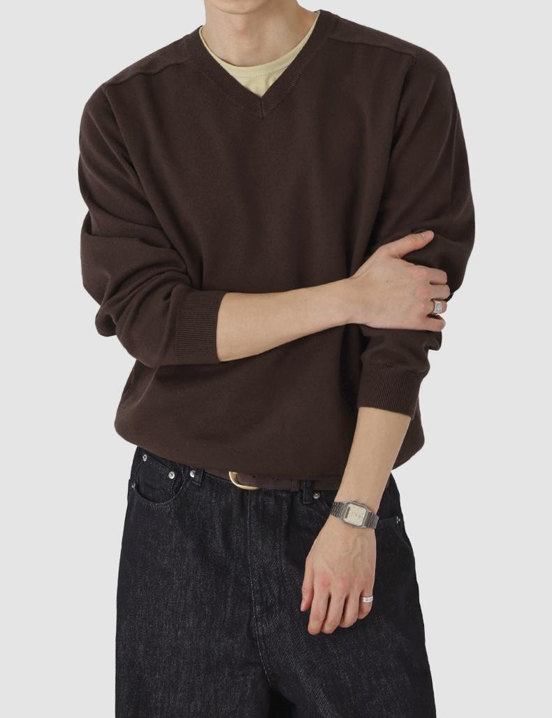 플레인 브이넥 니트 (6color)