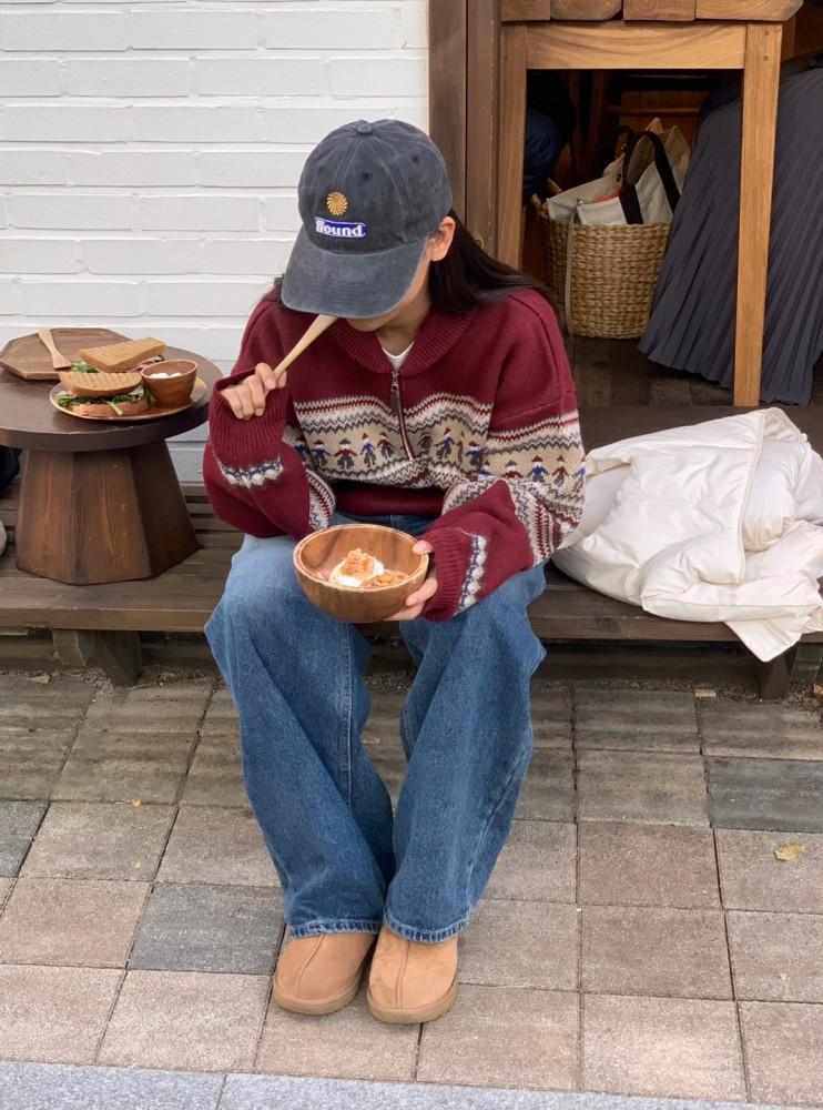 [남녀공용]클로스 노르딕 반집업 울니트/4color