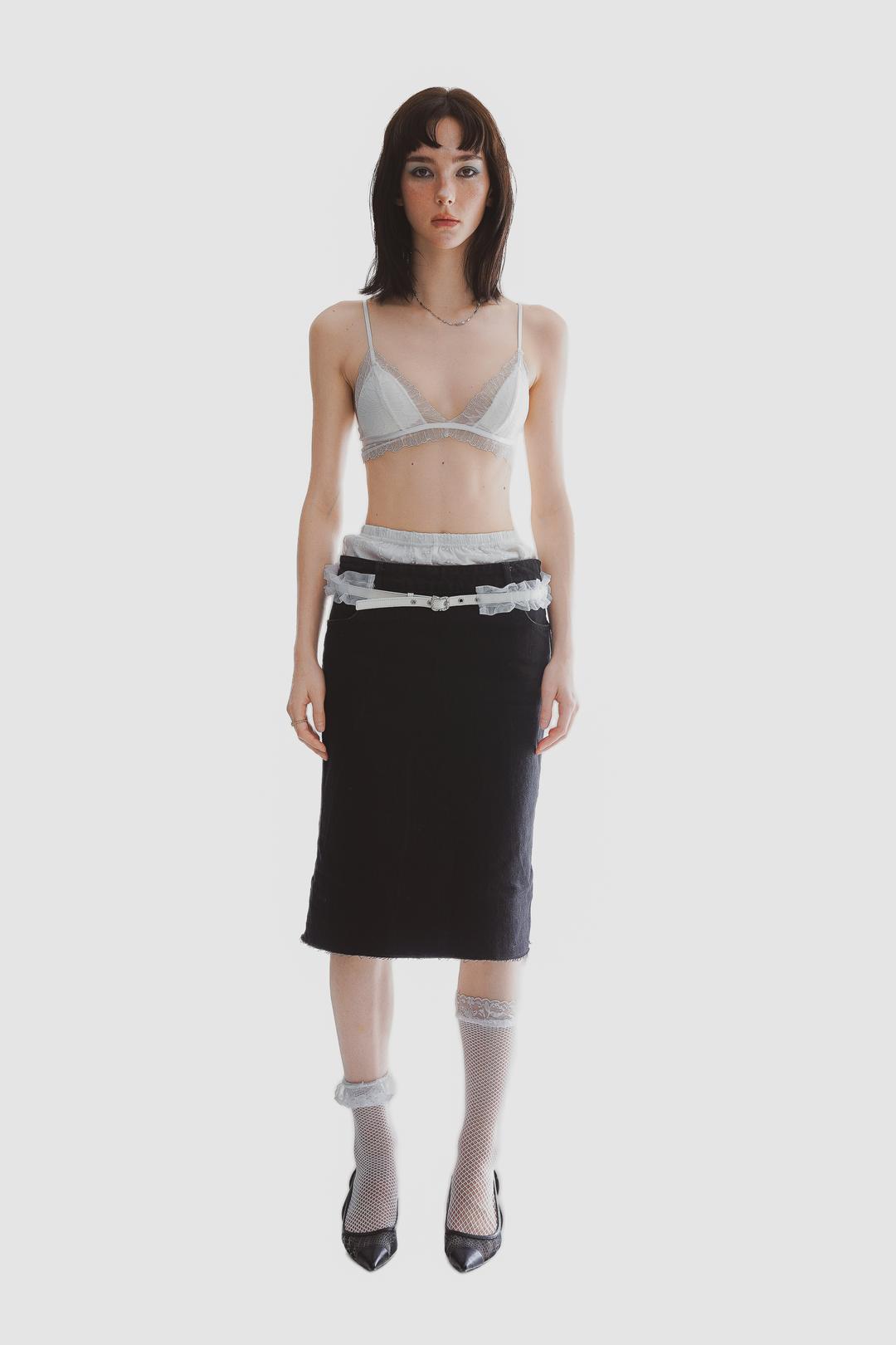 Double frill belt_White