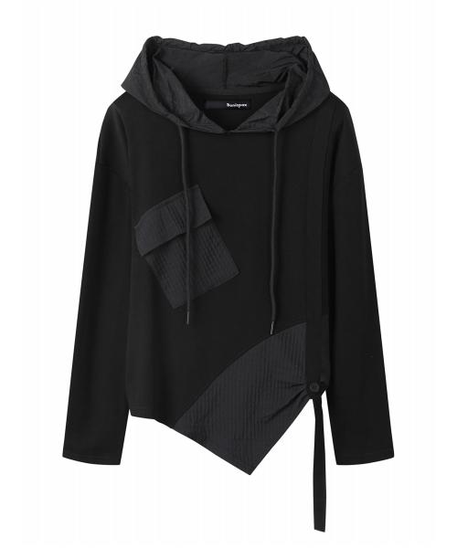 언발 포인트 후드 오버핏 긴팔 티셔츠 (XO3LW017L0)