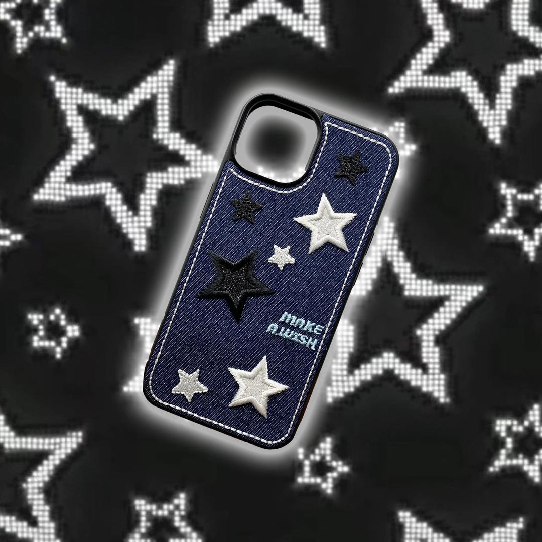 YYK | 데님 자수 스타 폰케이스