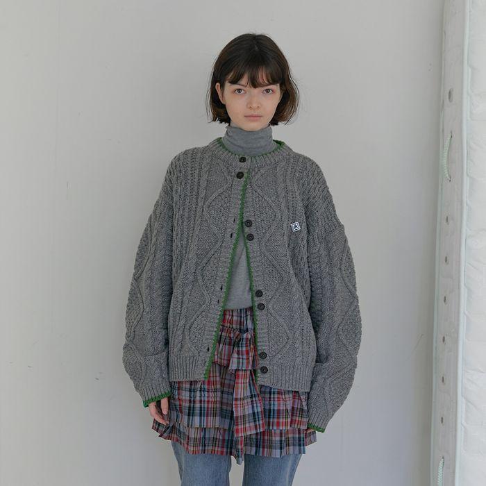 [29CM 단독] 20. Cable knit cardigan_Grey