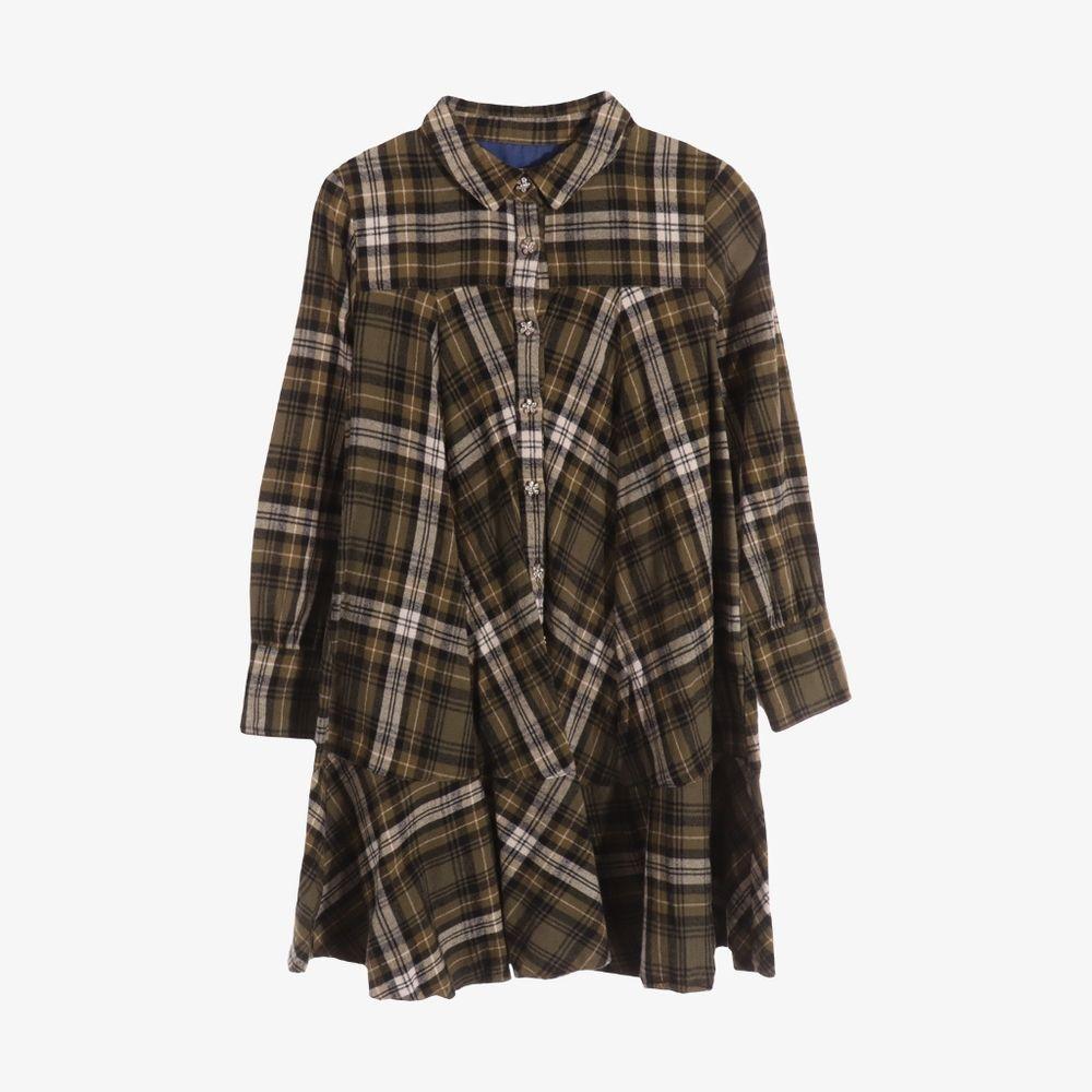 PIXIE HEART 코튼 폴리 체크 원피스 S