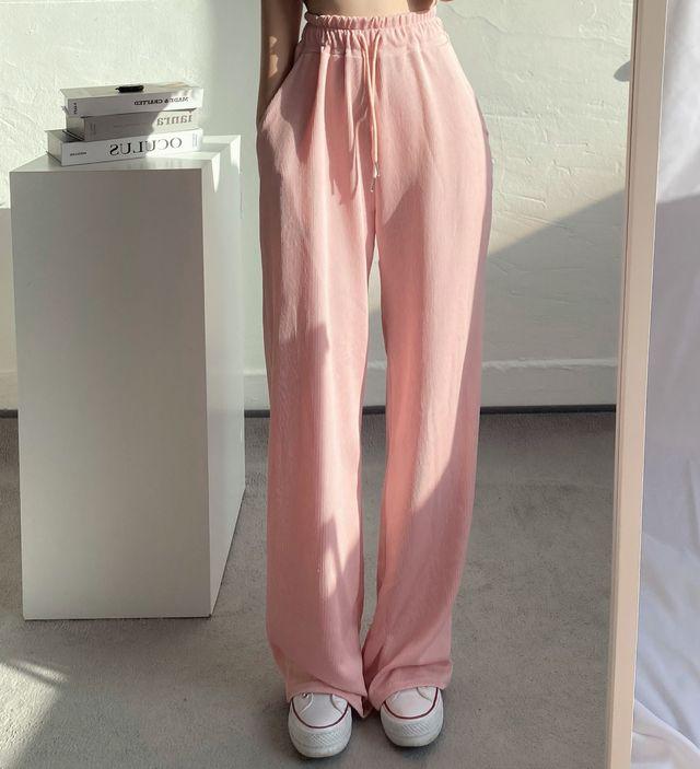 [교복템보장!/존예 4컬러]저세상편안함- 일주일 밴딩 골지 와이드 하이웨스트 츄리닝 일자 팬츠 롱 트레이닝 (4colors)_리틀페어리