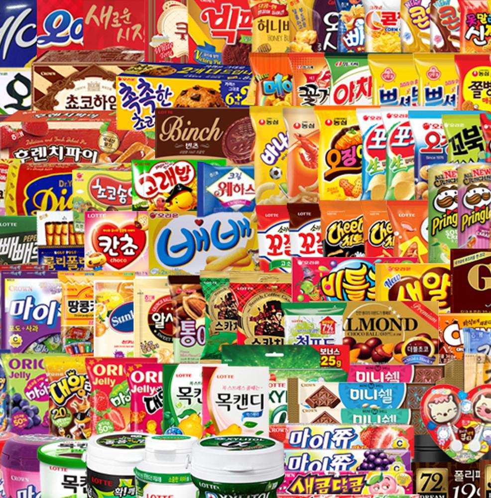 과자 500종담기 봉지 쿠크다스 초코파이 오예스 후레쉬베리 구운감자 홈런볼 맛동산 꼬깔콘