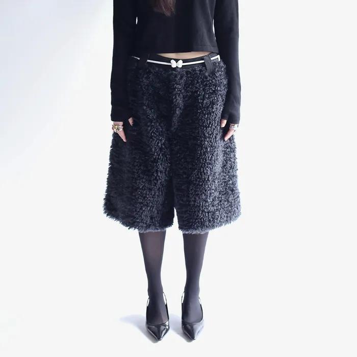 BUCKLE DENIM PANTS (BLACK+BLACK)