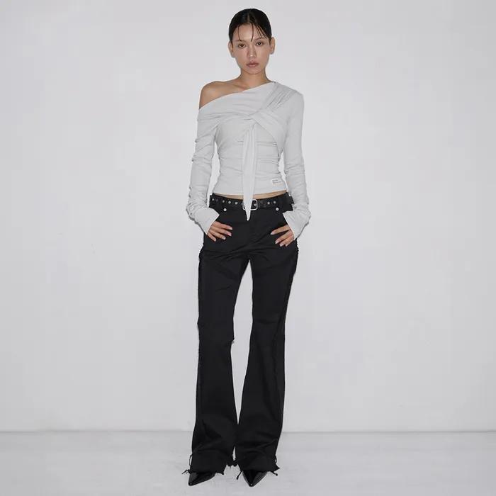 Drape Flow Tie Long Sleeve (dusty beige)