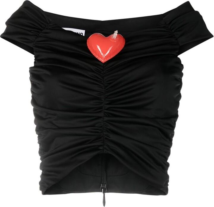 Moschino Heart-Appliqué Ruched Top - ShopStyle