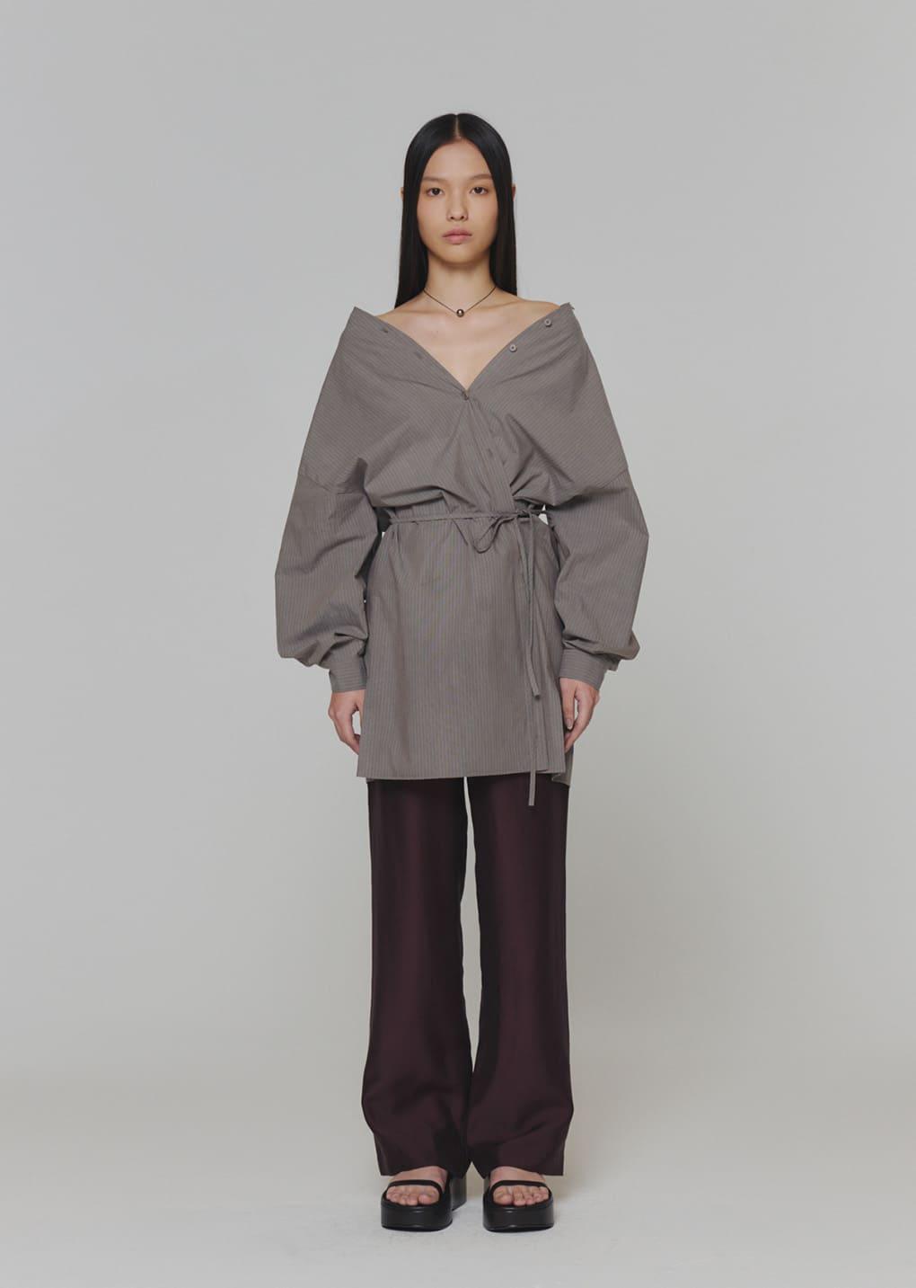 silky banding pants, burgundy