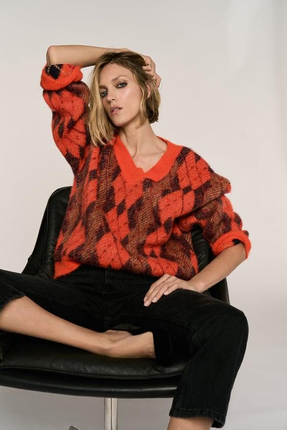 다이아몬드 니트 스웨터