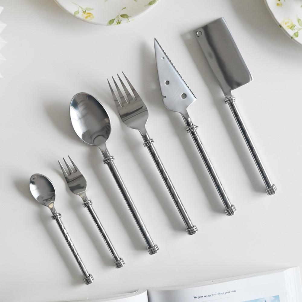 스텐 트리플링 꼬임 커트러리 디저트 스푼 디너 포크 나이프