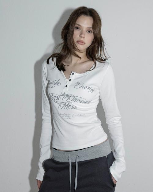 BDM 헨리넥 롱슬리브 화이트