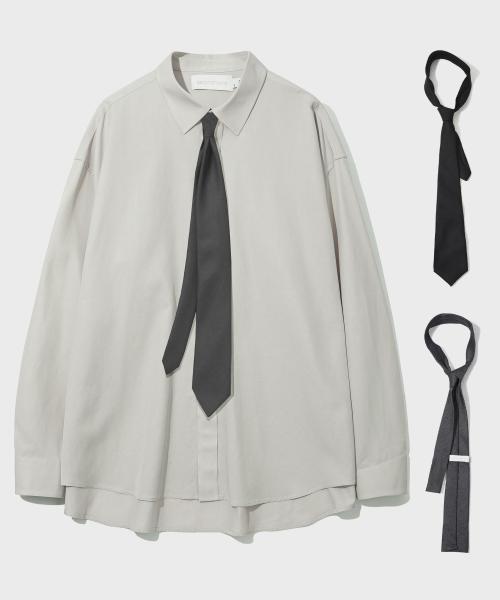 (넥타이 SET)사이드 슬릿 오버핏 코튼 셔츠 [GBEIGE]_SESH008GBEIGE